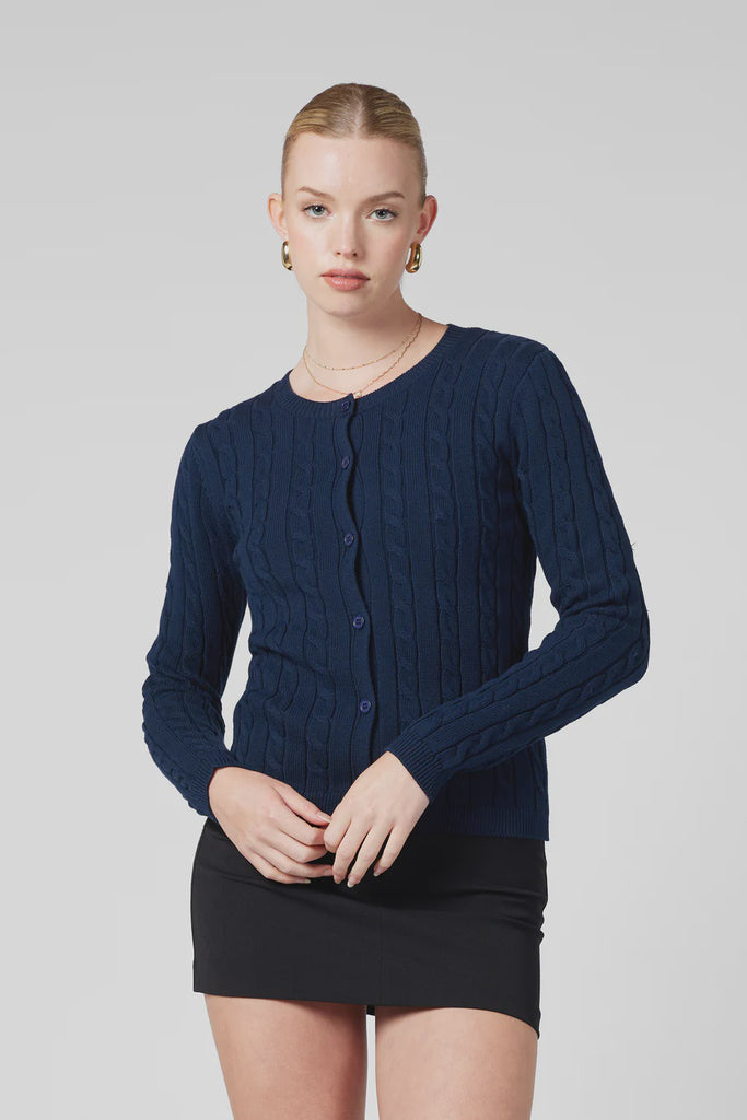Navy Cable Cardigan