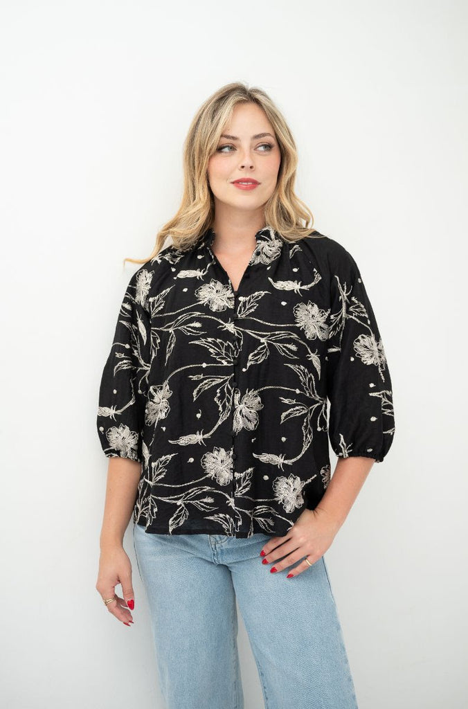 Embroidery Floral Blouse