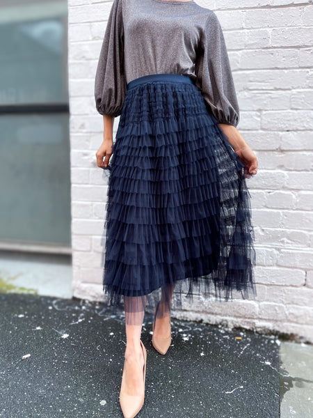 Mesh Tiered Skirt