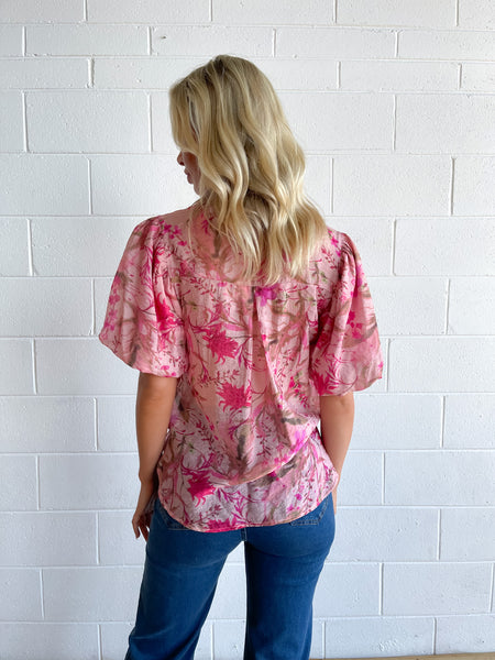 Floral Blouson Sleeve Top