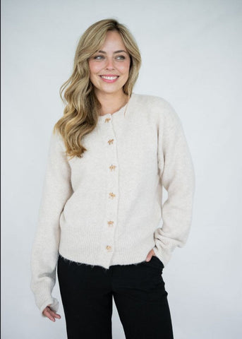 Ribbon Button Cardi