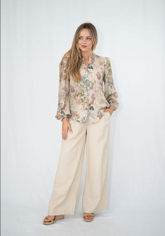 Floral Gold Button Blouse