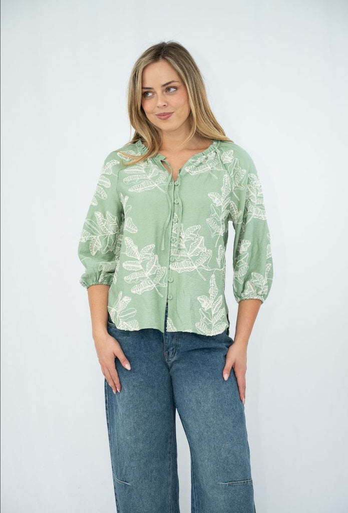 Embroidered Leaf Blouse