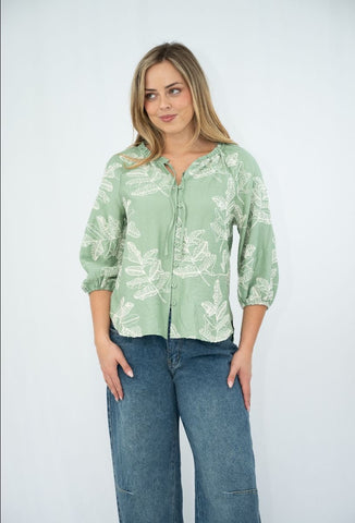 Embroidered Leaf Blouse