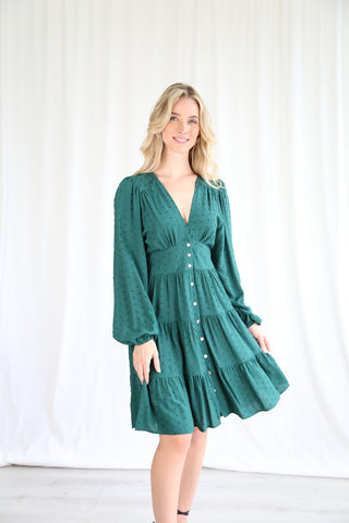 Emerald L/S Button Dress
